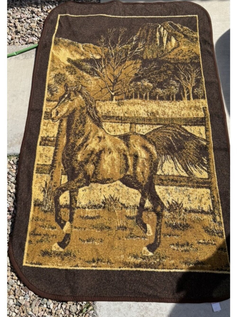 Vintage San Marcos Equestrian Blanket Horse Western Double Sided 49 X 83" - Picture 2 of 9